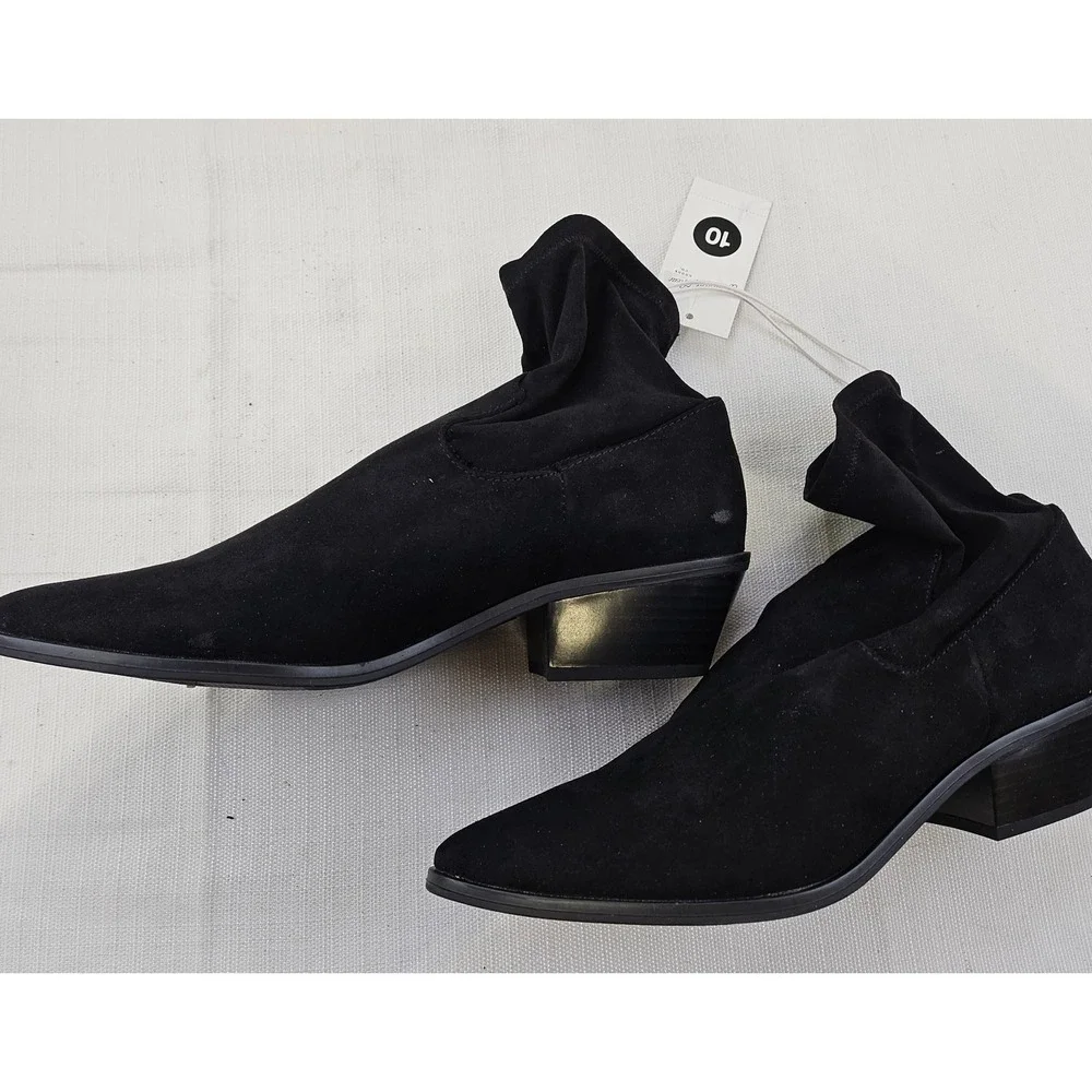 Universal Thread Loraine Ankle Boots Black Womens Size 10 Pointed Toe Block Heel